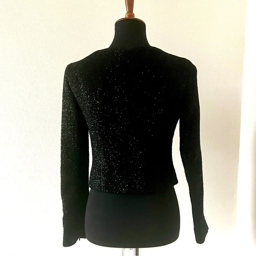 CHANEL Iridescent Tweed Black Zip Crop Jacket NEW - 38 / 2